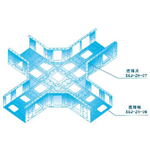 组合式桥架水平四通组装示意